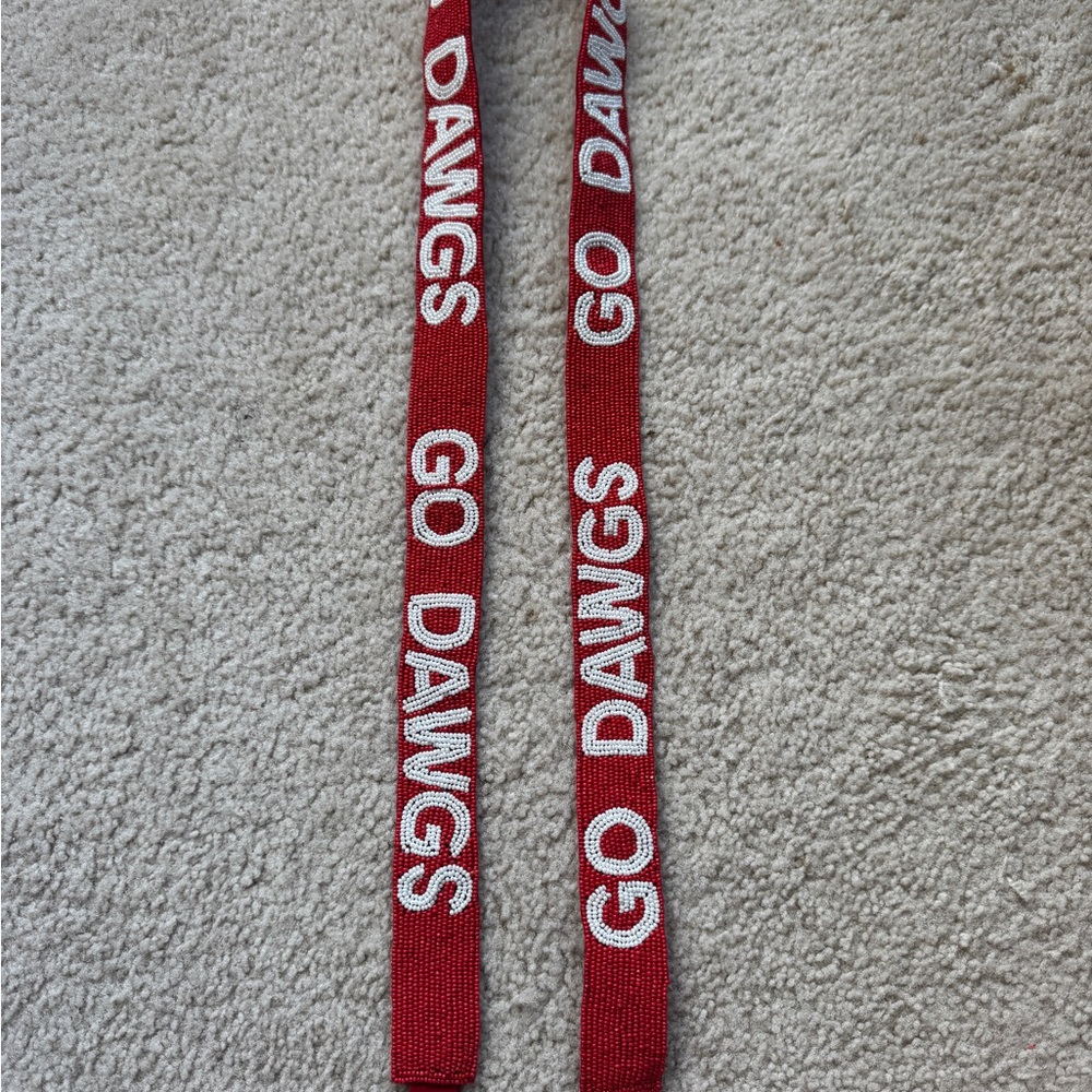 Red 'Go Dawgs' Beaded Bag Strap